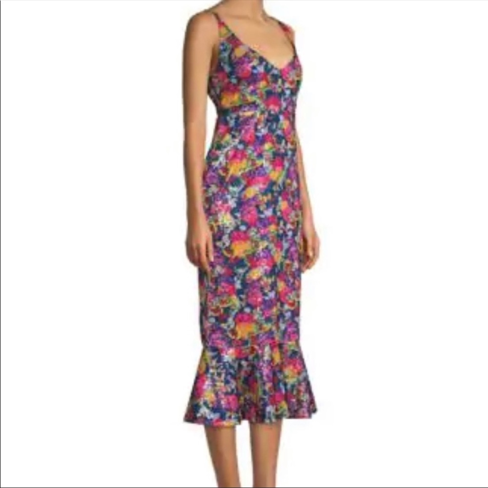 Saloni Aidan Camille Floral Sequin MIDI Dress
